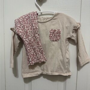 Marks & Spencer Kids Long Sleeve Shirt - Cream and Pink